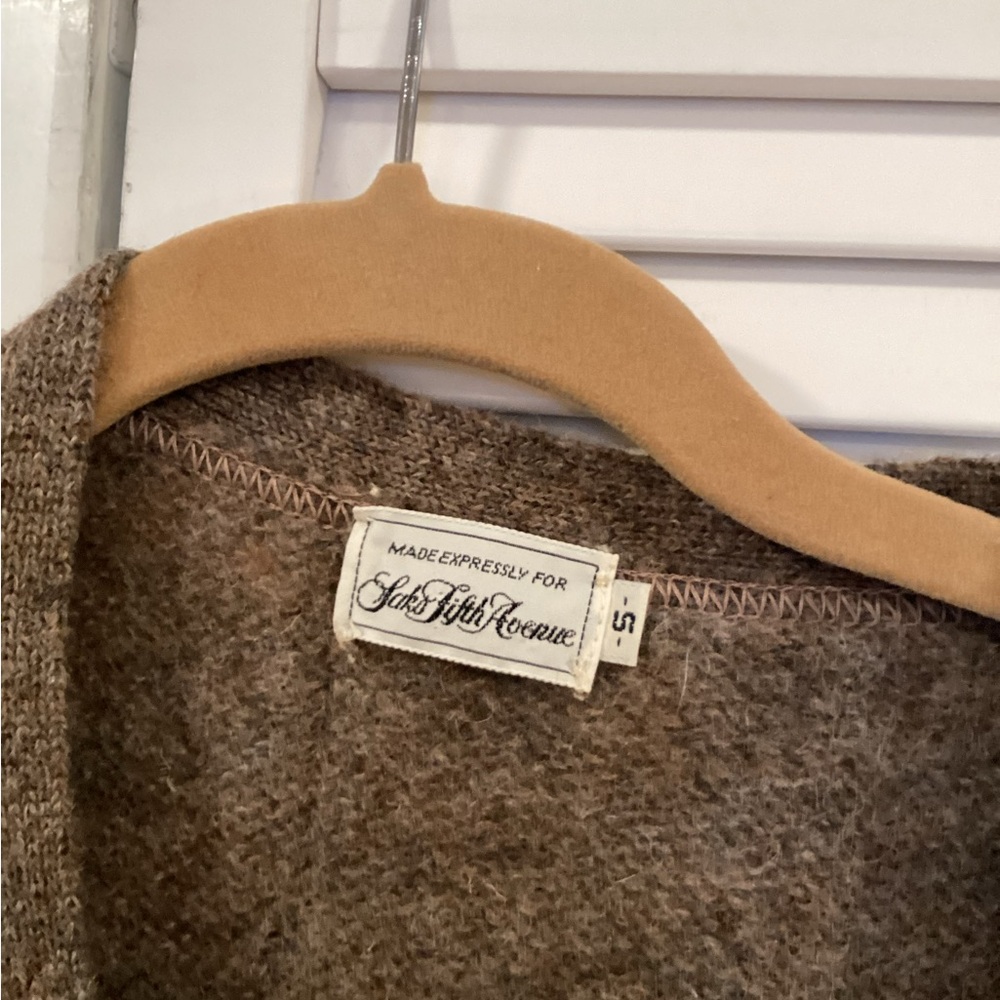 Saks Fifth Avenue Vintage Brown Tweed Cardigan 1960s Rare 100% wool RARE - Picture 8 of 13